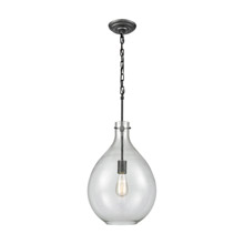 Elk Lighting 56640/1 1-Light Mini Pendant in Silvered Graphite with Clear Blown Glass