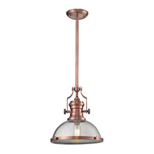 Elk Lighting 67743-1 Chadwick 1 Light Pendant In Antique Copper And Seeded Glass