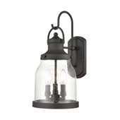 Renford 3-Light Outdoor Sconce in Architectural Bronze with Seedy Glass - Elk Lighting 45421/3