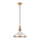 Rutherford 1-Light Pendant in Satin Brass with Seedy Glass - Elk Lighting 57371/1