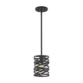 Vorticy 1-Light Mini Pendant in Oil Rubbed Bronze with Metal Cage - Includes Adapter Kit - Elk Lighting 81184/1-LA