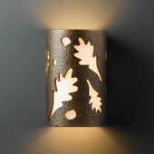 Casual Ambiance Small ADA Oak Leaves Wall Sconce - Justice Design CER-5465-HMBR
