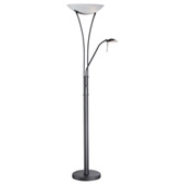 Contemporary Avington Torchiere With Reading Lamp - Lite Source LS-81699BLK/FRO