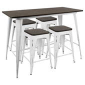 Industrial Oregon Counter Set [Table and 4 Stools] - LumiSource C-OR5 VW+E