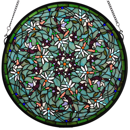 Meyda 98956 Tiffany Dragonfly Swirl Medallion Stained Glass Window