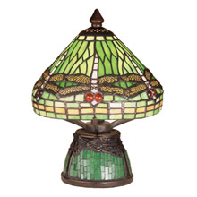Meyda 47609 Tiffany Dragonfly W/Tiffany Mosaic Base Mini Lamp