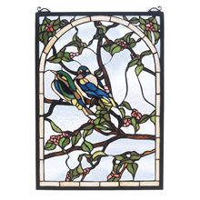 Meyda 47966 Tiffany Lovebirds Stained Glass Window