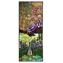 Meyda 77635 Tiffany Waterfall Iris & Birch Stained Glass Window
