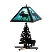 Rustic Lone Moose 21" High Table Lamp - Meyda 228133
