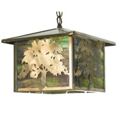 Rustic Oak Tree Lantern Pendant - Meyda 29274