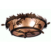 Rustic Acorn & Oak Leaf Flush Mount Ceiling Fixture - Meyda Tiffany 82070