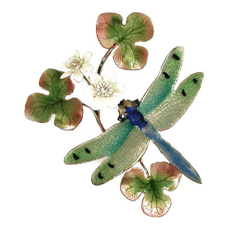 Bovano W7614 Green Winged Dragonfly with Flower Wall Art