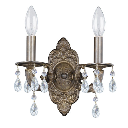 Crystorama 5022-VB-CL-MWP Paris Market 2 Light Clear Crystal Bronze Sconce