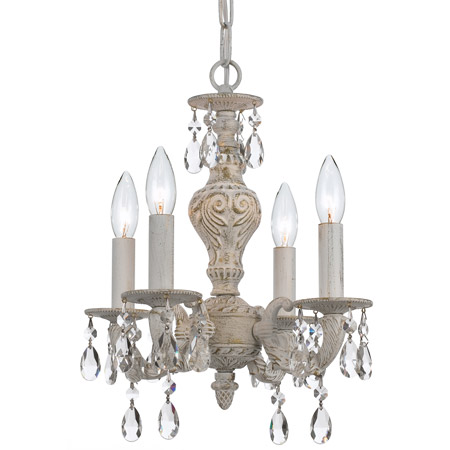 Crystorama 5024-AW-CL-MWP Paris Market 4 Light Clear Crystal White Mini Chandelier