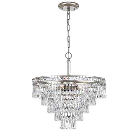 Crystorama 5264-OS-CL-MWP Crystal Mercer 6 Light Hand Cut Crystal Silver Convertible Chandelier