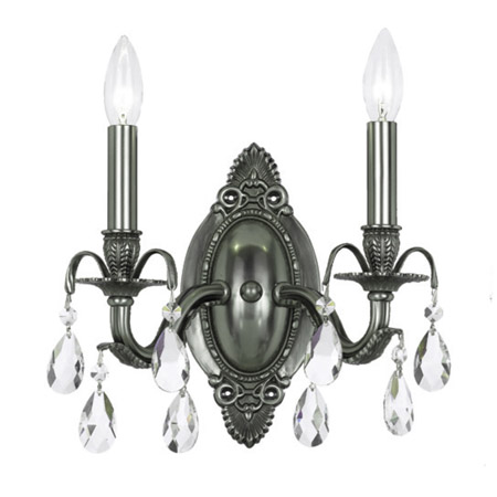 Crystorama 5562-PW-CL-MWP Crystal Dawson 2 Light Clear Crystal Pewter Sconce