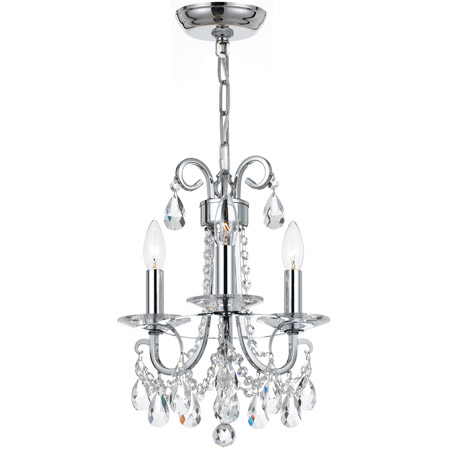 Crystorama 6823-CH-CL-MWP Othello 3 Light Clear Crystal Polished Chrome Mini Chandelier