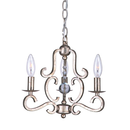 Crystorama 9347-OS Orleans 3 Light Olde Silver Mini Chandelier