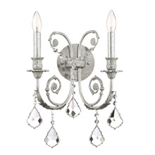 Crystorama 5112-OS-CL-MWP Crystal Regis 2 Light Clear Crystal Silver Sconce