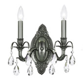 Crystal Dawson 2 Light Clear Crystal Pewter Sconce - Crystorama 5562-PW-CL-MWP