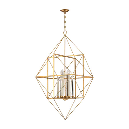 ELK Home 1141-006 Connexions 8 Light Pendant In Antique Gold And Silver Leaf