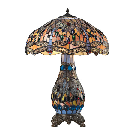 ELK Home 72079-3 Dragonfly Tiffany Glass Table Lamp in Tiffany Bronze