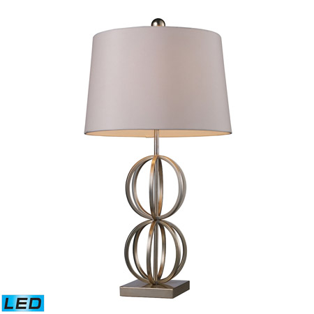 ELK Home D1494-LED Donora LED Table Lamp In Silver Leaf With Milano Off White Shade
