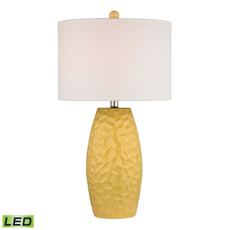 ELK Home D2500-LED Selsey Sunshine Yellow Ceramic LED Table Lamp With White Linen Shade