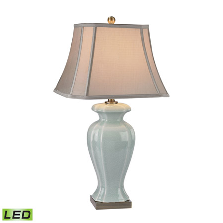 ELK Home D2632-LED Celadon LED Table Lamp in Glazed Green Ceramic With Antique Brass Accents