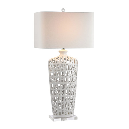 ELK Home D2637 Ceramic Table Lamp in Gloss White And Crystal