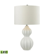 ELK Home D2575-LED Ribbed Gourd LED Table Lamp in Gloss White Ceramic