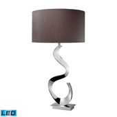 Contemporary Morgan LED Table Lamp In Chrome With Grey Faux Silk Shade - ELK Home D1820-LED