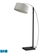 Contemporary Logan Square LED Floor Lamp In Dark Brown With Off-White Linen Shade - ELK Home D2183-LED