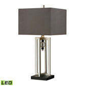 Transitional Silver Leaf LED Table Lamp With Crystal Accents And Grey Shade - ELK Home D228-LED