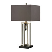 Transitional Silver Leaf Table Lamp With Crystal Accents And Grey Shade - ELK Home D228