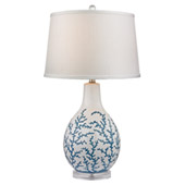 Transitional Sixpenny Blue Coral Ceramic Table Lamp - ELK Home D2478
