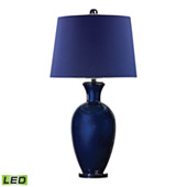 Transitional Helensburugh Glass LED Table Lamp in Navy Blue - ELK Home D2515-LED
