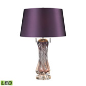 Transitional Vergato Free Blown Glass LED Table Lamp in Purple - ELK Home D2663-LED