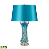 Transitional Vergato Free Blown Glass LED Table Lamp in Blue - ELK Home D2664-LED