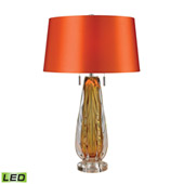 Transitional Modena Free Blown Glass LED Table Lamp in Amber - ELK Home D2669-LED