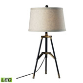 Transitional Functional Tripod LED Table Lamp in Restoration Black And Aged Gold - ELK Home D309-LED