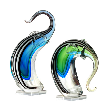 Dale Tiffany AS13076 Glass Elephant Figurines Set Of 2