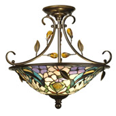 Tiffany Crystal Jewel Peony Semi-Flush Mount Ceiling Light Fixture - Dale Tiffany TH90212
