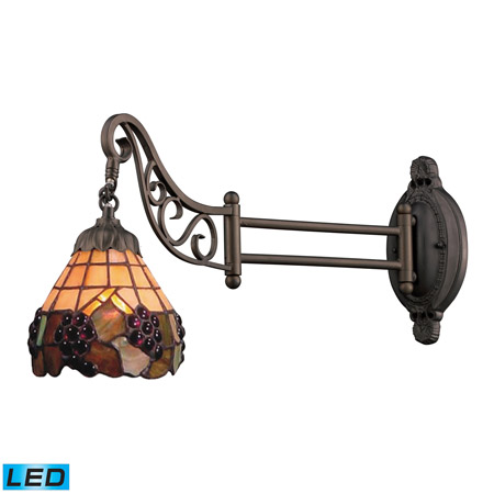 Elk Lighting 079-TB-07-LED Mix-N-Match 1 Light LED Swingarm In Vintage Antique With Stained Glass