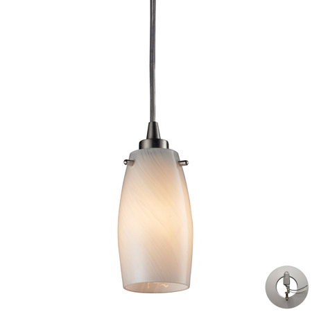 Elk Lighting 10223/1COC-LA Favelita 1 Light Pendant In Satin Nickel And Cocoa Glass