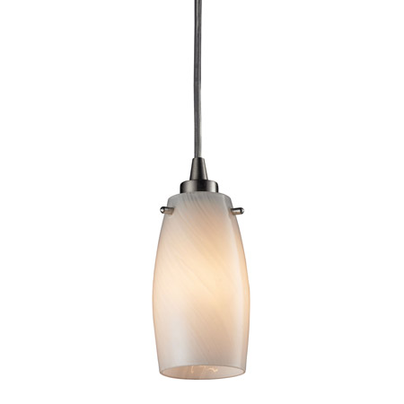 Elk Lighting 10223/1COC-LED Favelita 1 Light LED Pendant In Satin Nickel And Cocoa Glass