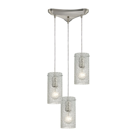 Elk Lighting 10242/3CL Ice Fragments 3 Light Pendant In Satin Nickel And Clear Glass