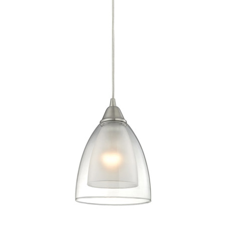 Elk Lighting 10464/1 Layers 1 Light Pendant In Satin Nickel And Clear Glass