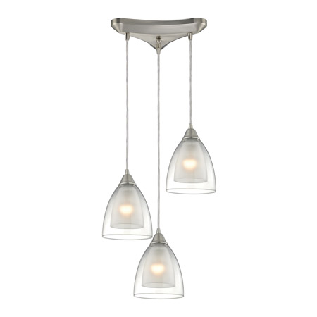 Elk Lighting 10464/3 Layers 3 Light Pendant In Satin Nickel And Clear Glass