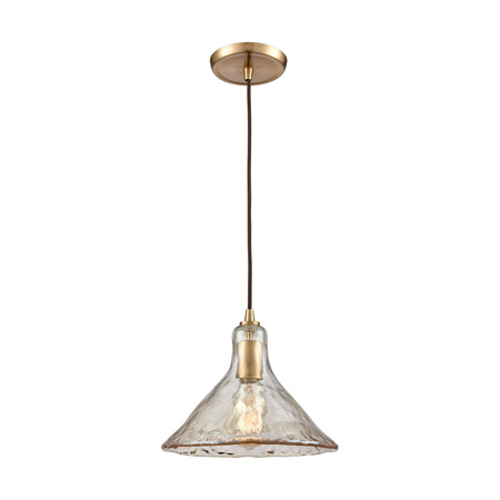 Elk Lighting 10486/1 1-Light Mini Pendant in Satin Brass with Champagne-plated Hand-formed Glass